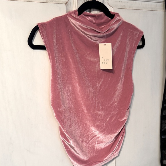 A NEW DAY ~ Womens Ruched Tank Top - Mauve ~ all sizes Mock turtleneck - Picture 3 of 4